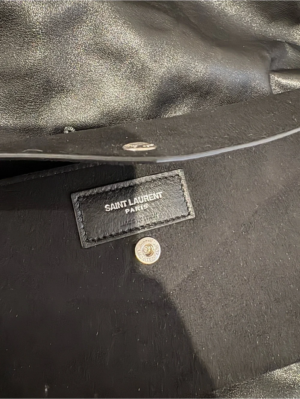 Saint Laurent Black Leather Drawstring Pouch Backpack with Card Holder